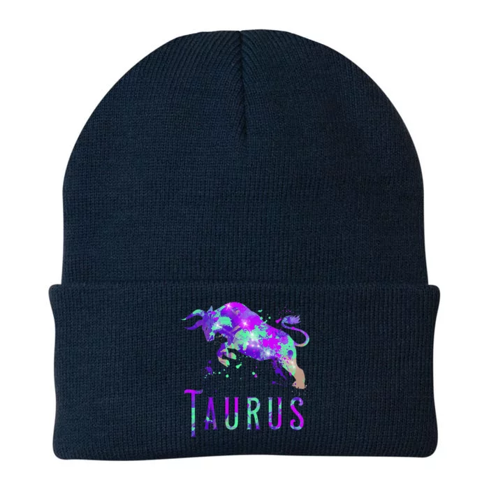 Watercolor Taurus Symbol Zodiac Sign Astrology Horoscope Knit Cap Winter Beanie