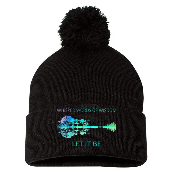 Watercolor Tree Sky There Will Be an Answer LetIt Be Guitar Pom Pom 12in Knit Beanie