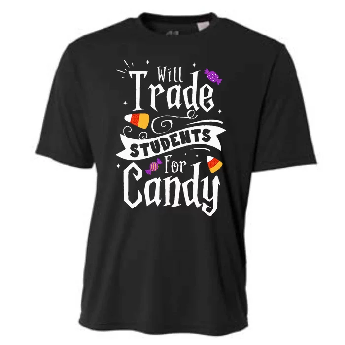 Will Trade Students For Candy Funny Teacher Halloween Cooling Performance Crew T-Shirt