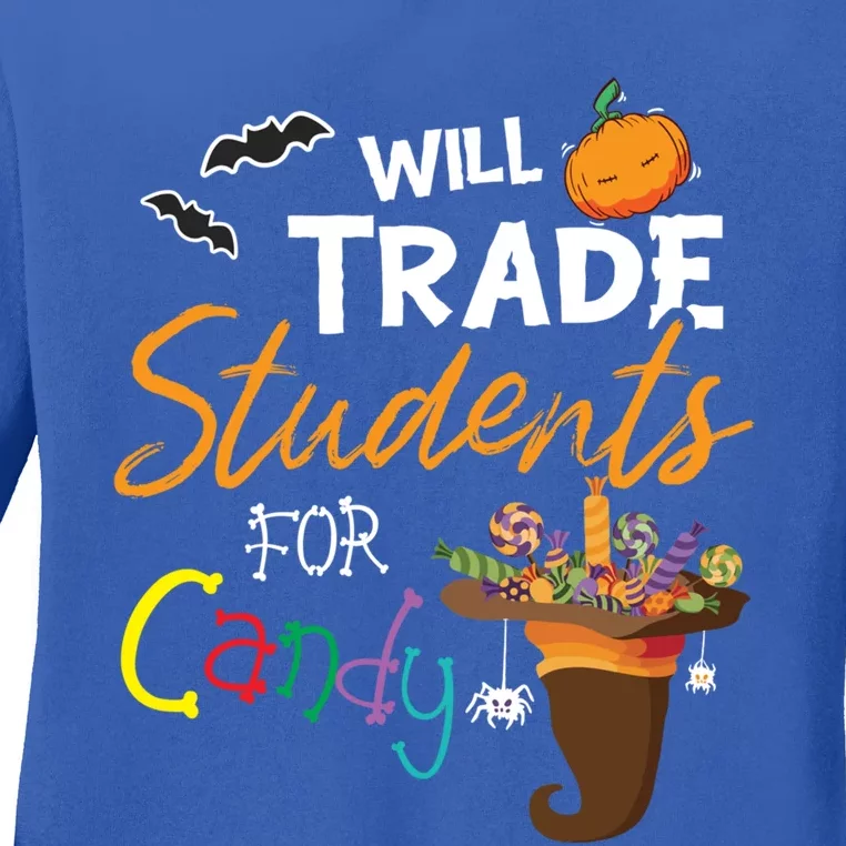 Will Trade Students For Candy Halloween Costume Teacher Gift Ladies Long Sleeve Shirt