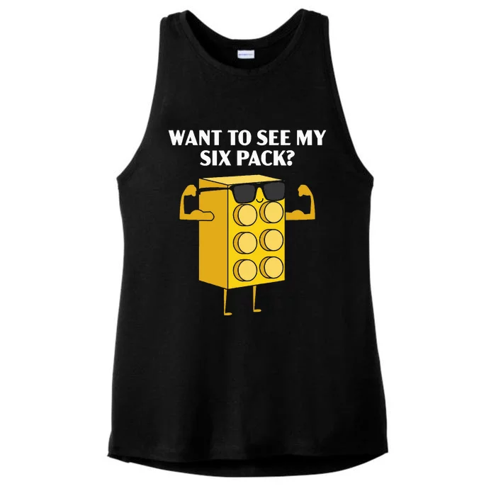 Want To See My Six Pack Bricks Lover Master Builder Ladies Tri-Blend Wicking Tank