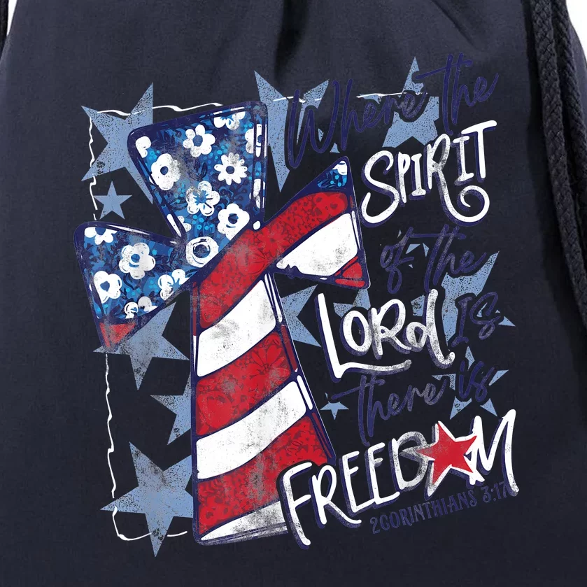 Where The Spirit Of The Lord Is There Is Freedom Drawstring Bag