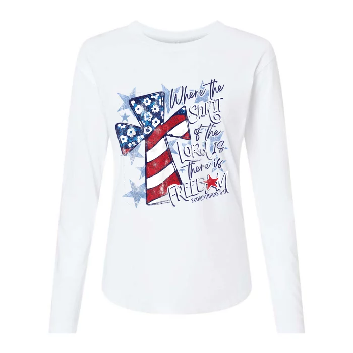 Where The Spirit Of The Lord Is There Is Freedom Womens Cotton Relaxed Long Sleeve T-Shirt