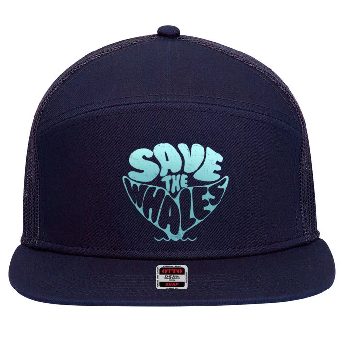 Whale Tail Save The Whales 7 Panel Mesh Trucker Snapback Hat