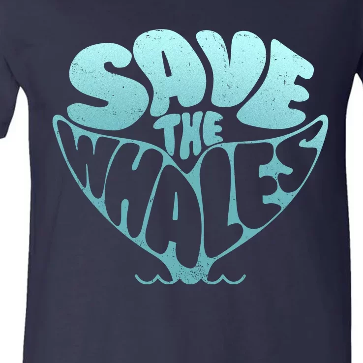 Whale Tail Save The Whales V-Neck T-Shirt