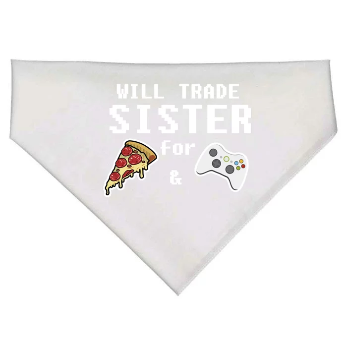 Will Trade Sister For Pizza And Video Games Gift Gamer Gift USA-Made Doggie Bandana