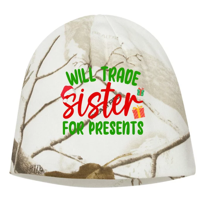 Will Trade Sister For Presents Funny Christmas Kati - Camo Knit Beanie