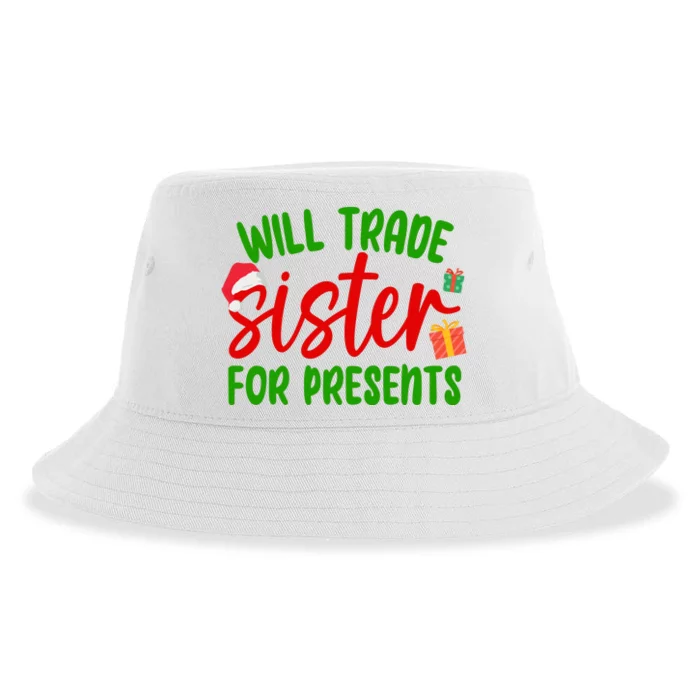 Will Trade Sister For Presents Funny Christmas Sustainable Bucket Hat