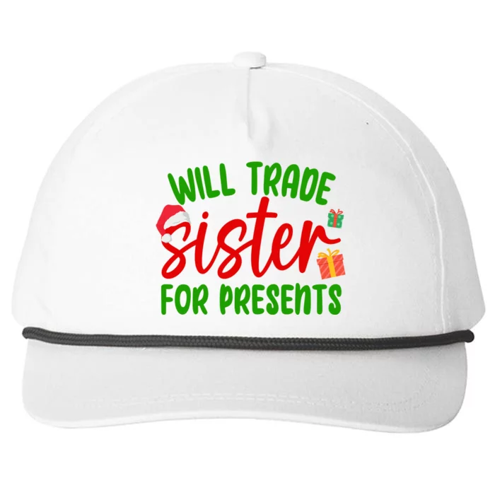 Will Trade Sister For Presents Funny Christmas Snapback Five-Panel Rope Hat