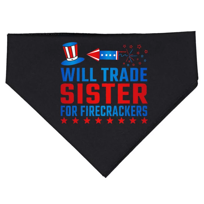 Will Trade Sister For Firecrackers Funny 4th Of July USA-Made Doggie Bandana