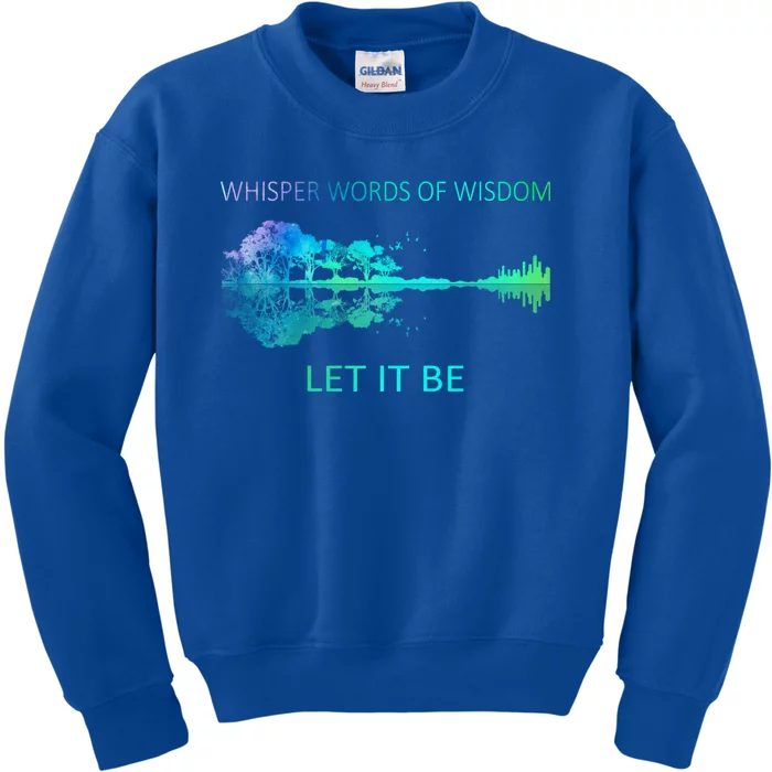 Watercolor Tree Sky There Will Be An Answer Letit Be Guitar Great Gift Kids Sweatshirt