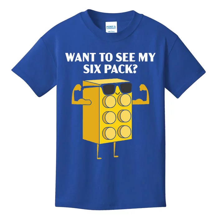 Want To See My Six Pack Bricks Lover Master Builder Kids T-Shirt