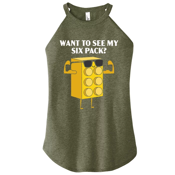 Want To See My Six Pack Bricks Lover Master Builder Women’s Perfect Tri Rocker Tank