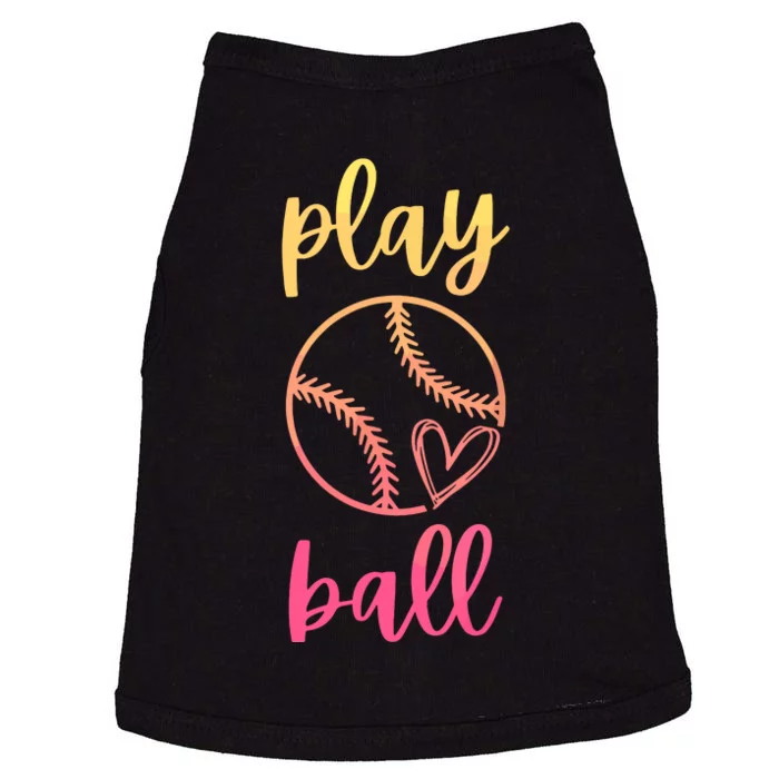 Women Teen Softball Play Ball Doggie Tank