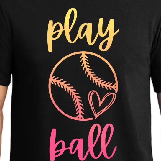 Women Teen Softball Play Ball Pajama Set