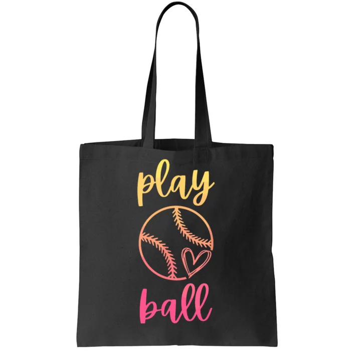 Women Teen Softball Play Ball Tote Bag