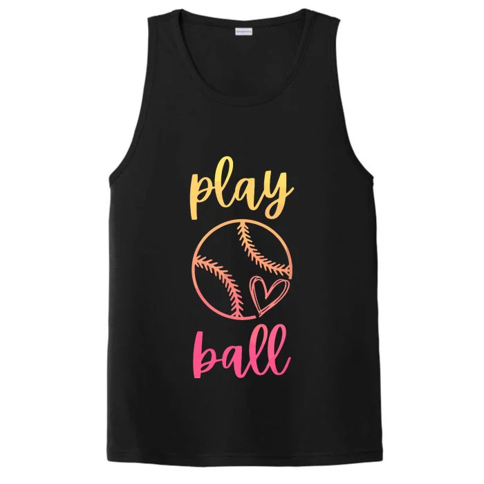 Women Teen Softball Play Ball Performance Tank