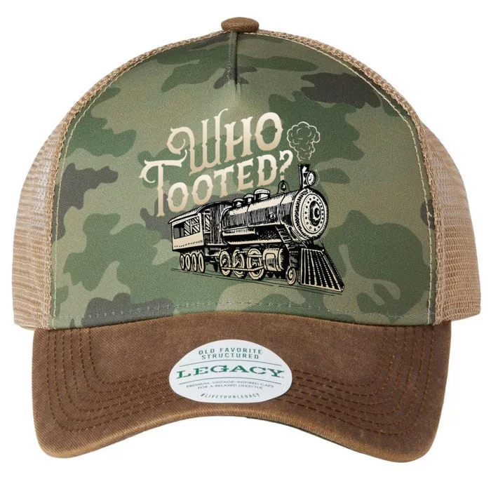 Who Tooted Train Lovers Funny Railway Railroad Conductor Legacy Tie Dye Trucker Hat