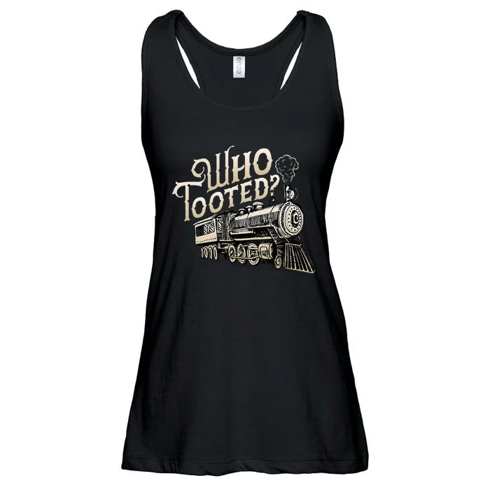 Who Tooted Train Lovers Funny Railway Railroad Conductor Ladies Essential Flowy Tank