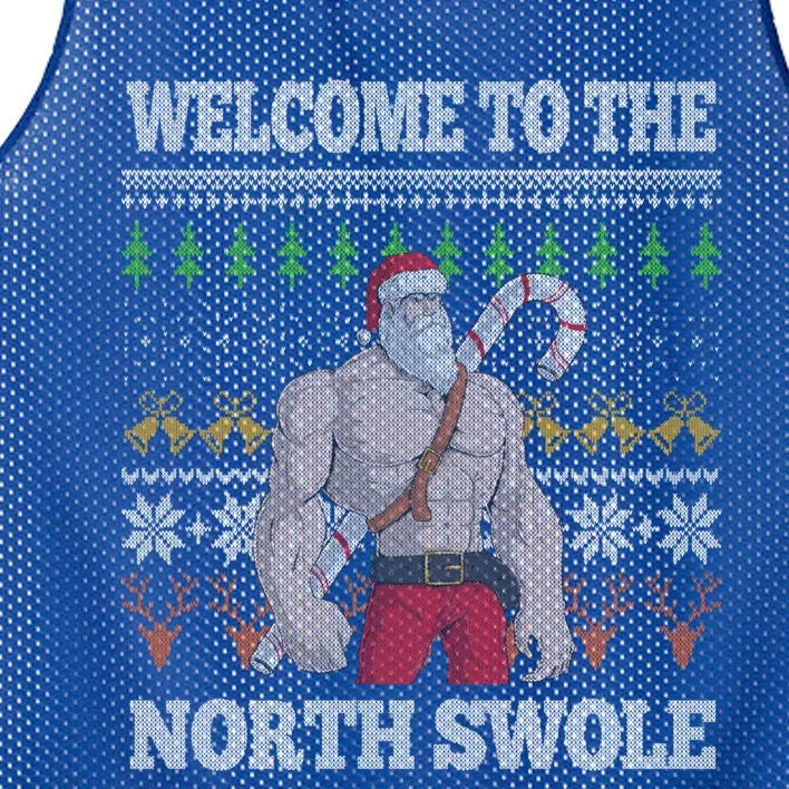 Welcome To The North Swole Santa Claus Christmas Workout Gym Gift Mesh Reversible Basketball Jersey Tank