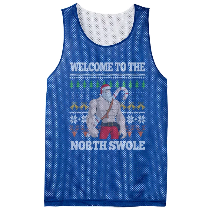 Welcome To The North Swole Santa Claus Christmas Workout Gym Gift Mesh Reversible Basketball Jersey Tank