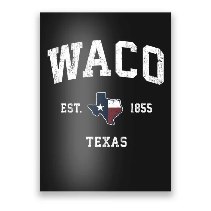 Waco Texas Tx Vintage State Flag Sports Poster