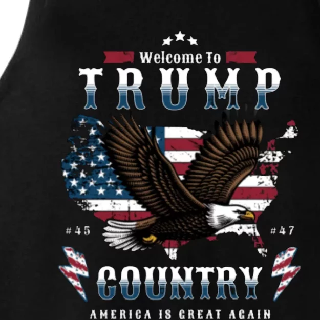 Welcome To Trump Country Usa Bald Eagle Ladies Tri-Blend Wicking Tank