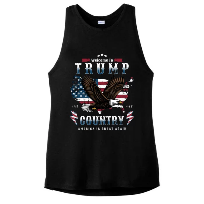 Welcome To Trump Country Usa Bald Eagle Ladies Tri-Blend Wicking Tank