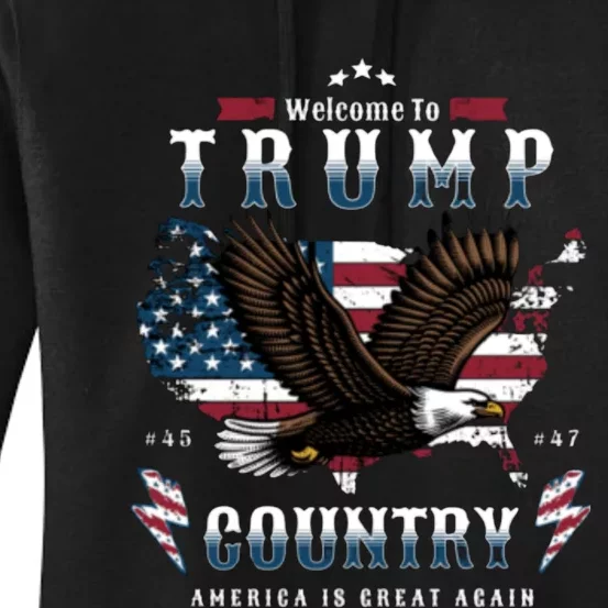 Welcome To Trump Country Usa Bald Eagle Women's Pullover Hoodie