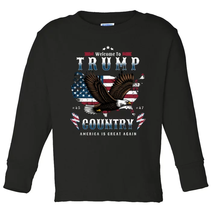 Welcome To Trump Country Usa Bald Eagle Toddler Long Sleeve Shirt