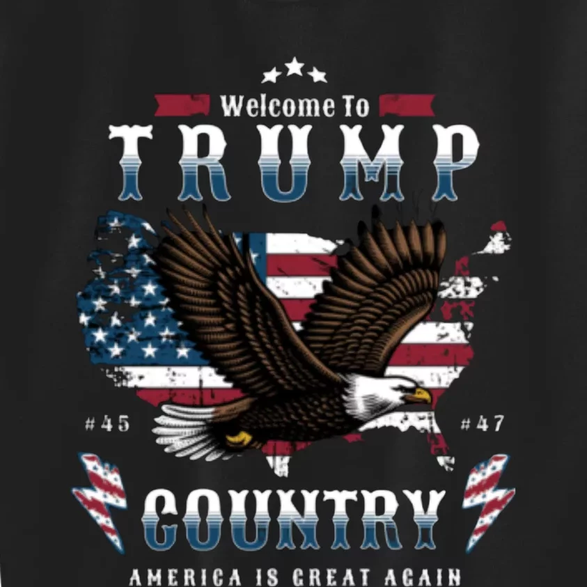 Welcome To Trump Country Usa Bald Eagle Kids Sweatshirt