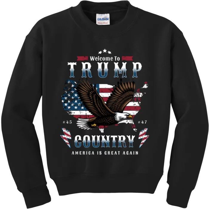 Welcome To Trump Country Usa Bald Eagle Kids Sweatshirt