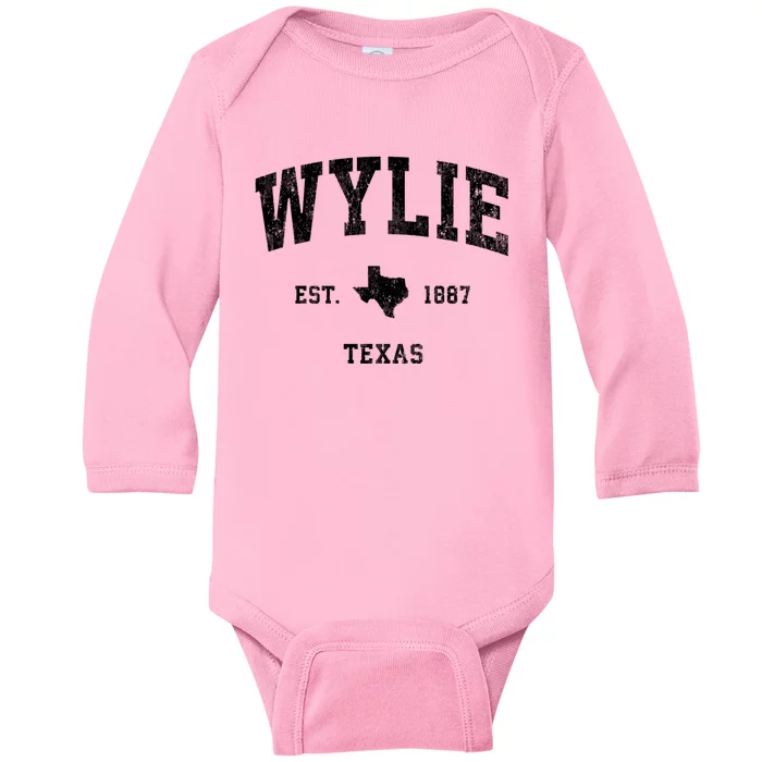 Wylie Texas Tx Vintage Athletic Sports Baby Long Sleeve Bodysuit