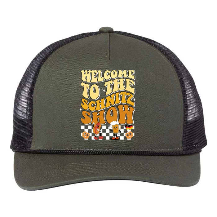 Welcome To The Schnitz Show Oktoberfest Retro Groovy Retro Rope Trucker Hat Cap