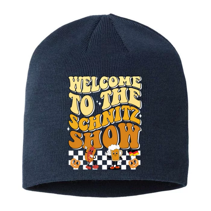 Welcome To The Schnitz Show Oktoberfest Retro Groovy 8 1/2in Sustainable Knit Beanie