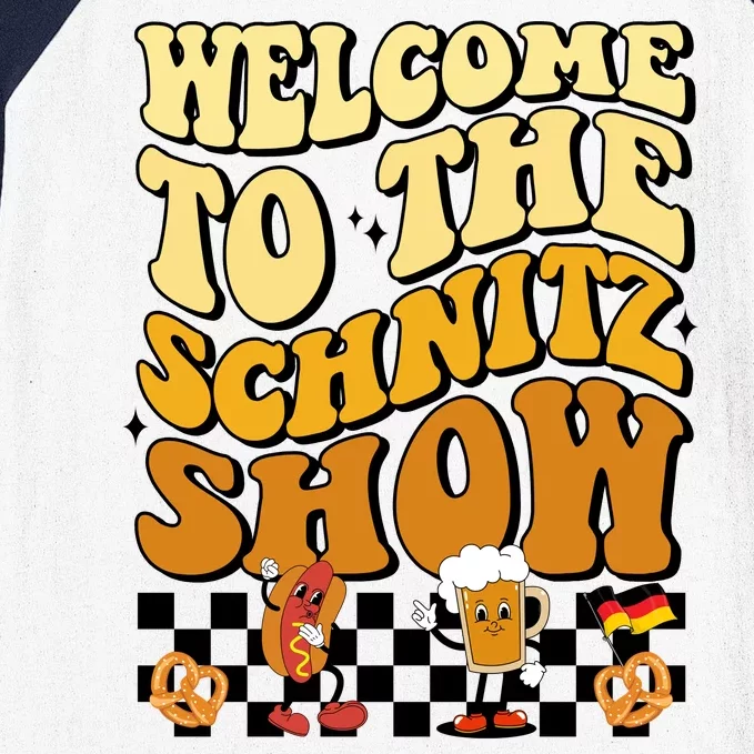 Welcome To The Schnitz Show Oktoberfest Retro Groovy Baseball Sleeve Shirt