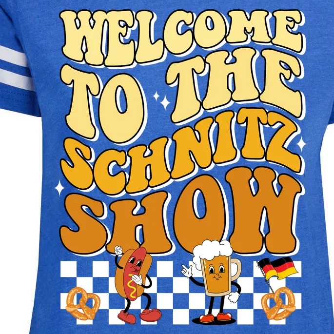 Welcome To The Schnitz Show Oktoberfest Retro Groovy Enza Ladies Jersey Football T-Shirt