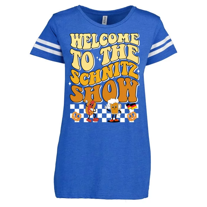 Welcome To The Schnitz Show Oktoberfest Retro Groovy Enza Ladies Jersey Football T-Shirt