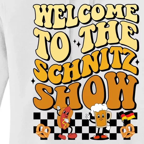 Welcome To The Schnitz Show Oktoberfest Retro Groovy Women's Pullover Hoodie