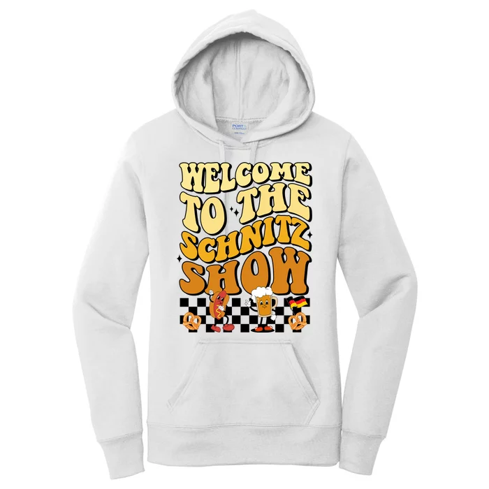 Welcome To The Schnitz Show Oktoberfest Retro Groovy Women's Pullover Hoodie