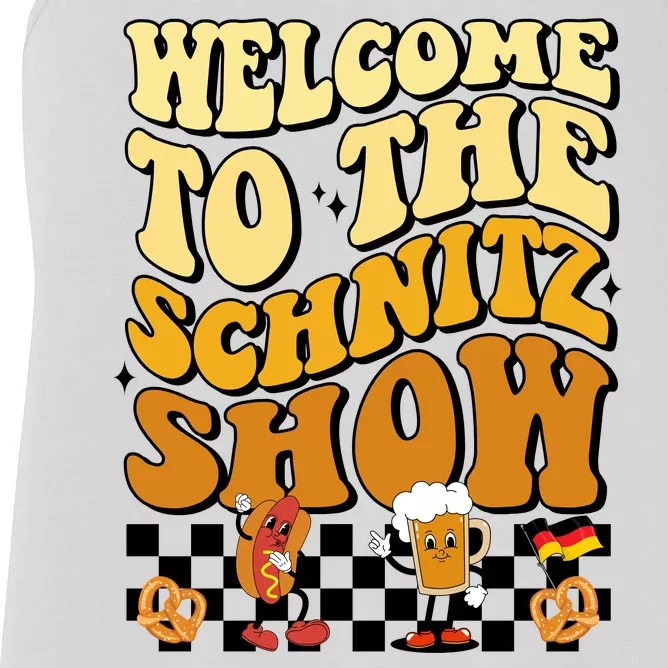 Welcome To The Schnitz Show Oktoberfest Retro Groovy Women's Racerback Tank