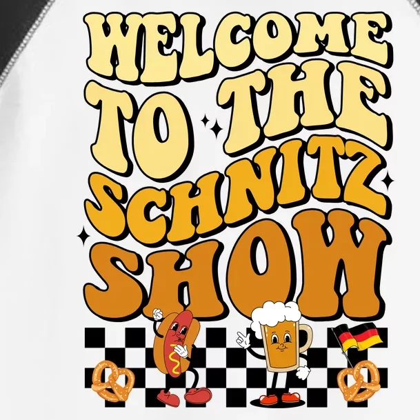 Welcome To The Schnitz Show Oktoberfest Retro Groovy Toddler Fine Jersey T-Shirt