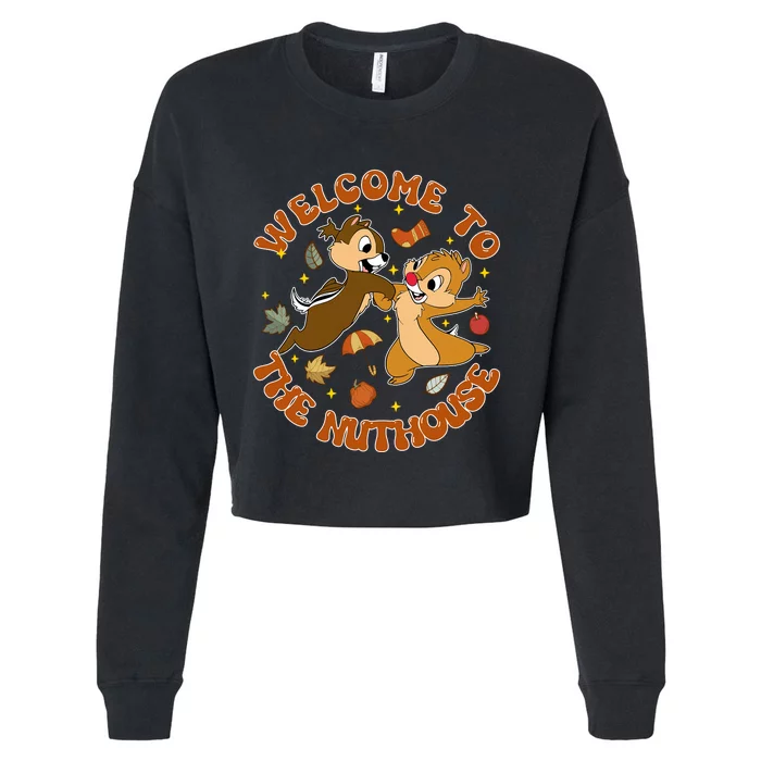 Welcome To The Nuthouse Chip And Dale Autumn Western Cropped Pullover Crew