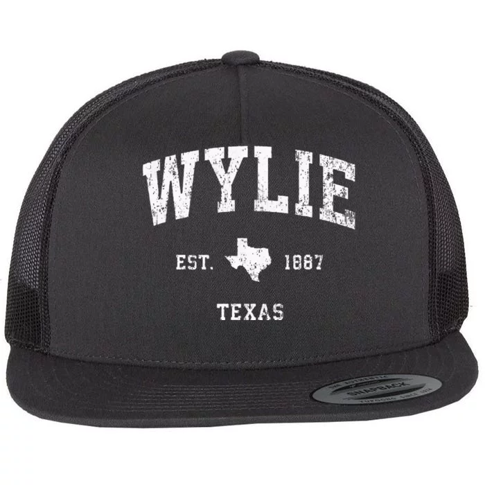 Wylie Texas Tx Vintage Athletic Sports Design Flat Bill Trucker Hat