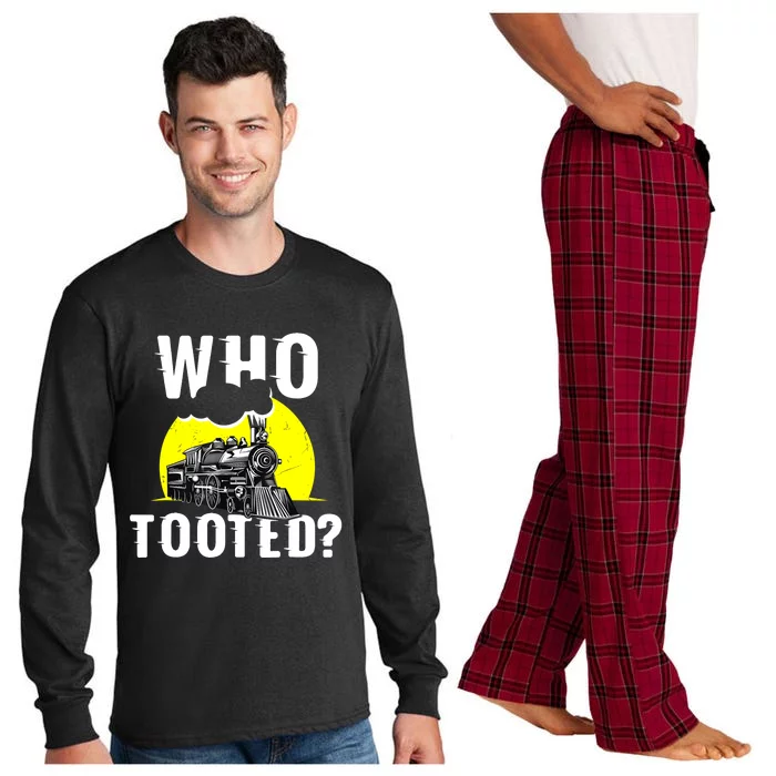 Who Tooted Train Lover Gift Model Railroad Conductor Long Sleeve Pajama Set