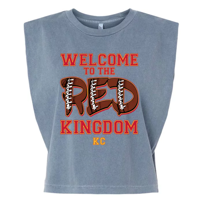 Welcome To The Red Kingdom Kansas City Football Sports Fan Garment-Dyed Women's Muscle Tee