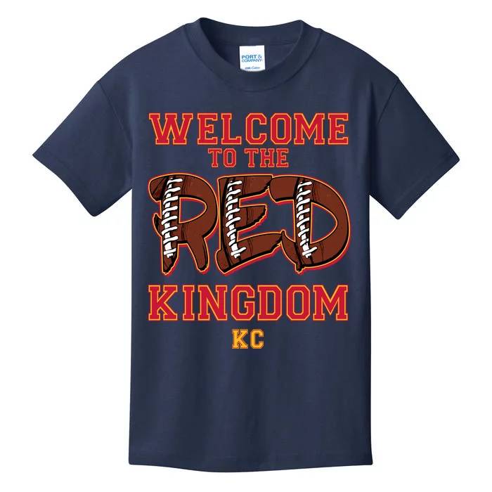 Welcome To The Red Kingdom Kansas City Football Sports Fan Kids T-Shirt