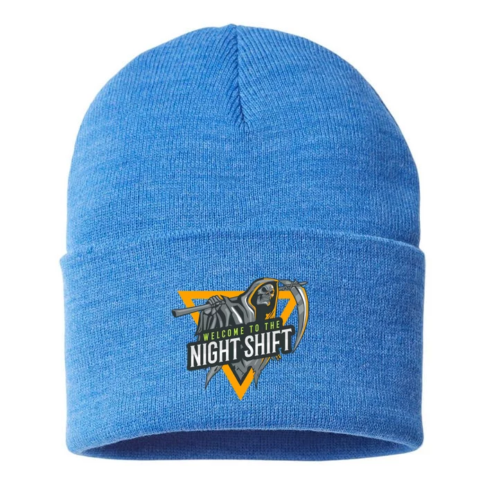 Welcome To The Night Shift Swagazon Associate Night Shifter Gift Sustainable Knit Beanie