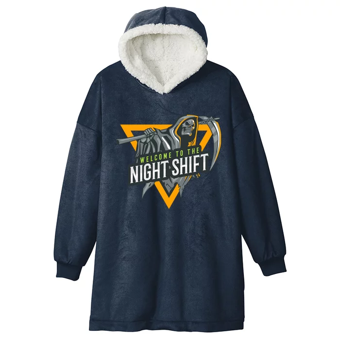 Welcome To The Night Shift Swagazon Associate Night Shifter Gift Hooded Wearable Blanket