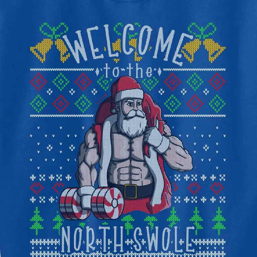 Welcome To The North Swole Santa Claus Christmas Workout Gym Cute Gift Kids Sweatshirt